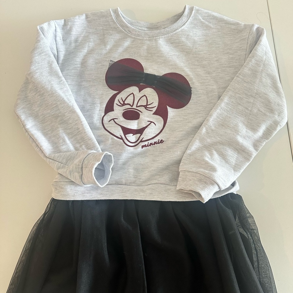 Disney Light Gray Sweatshirt with Burgundy Minnie Graphic